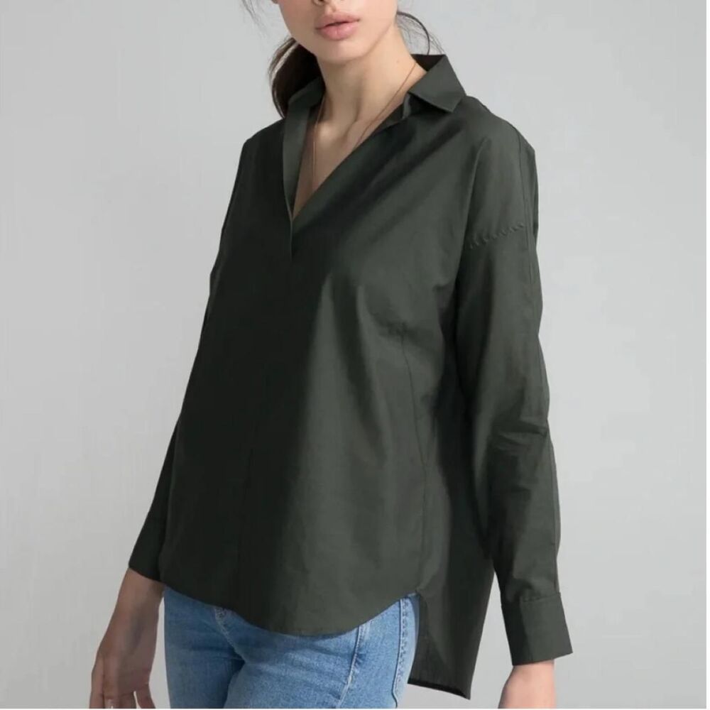 Harshman Los Angeles dark green oversized button-up shirt - small